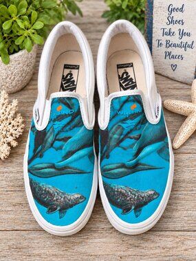 Rare Vans x Wyland Limited Edition Ocean Marine Life Slip-On Shoes Women’s 8